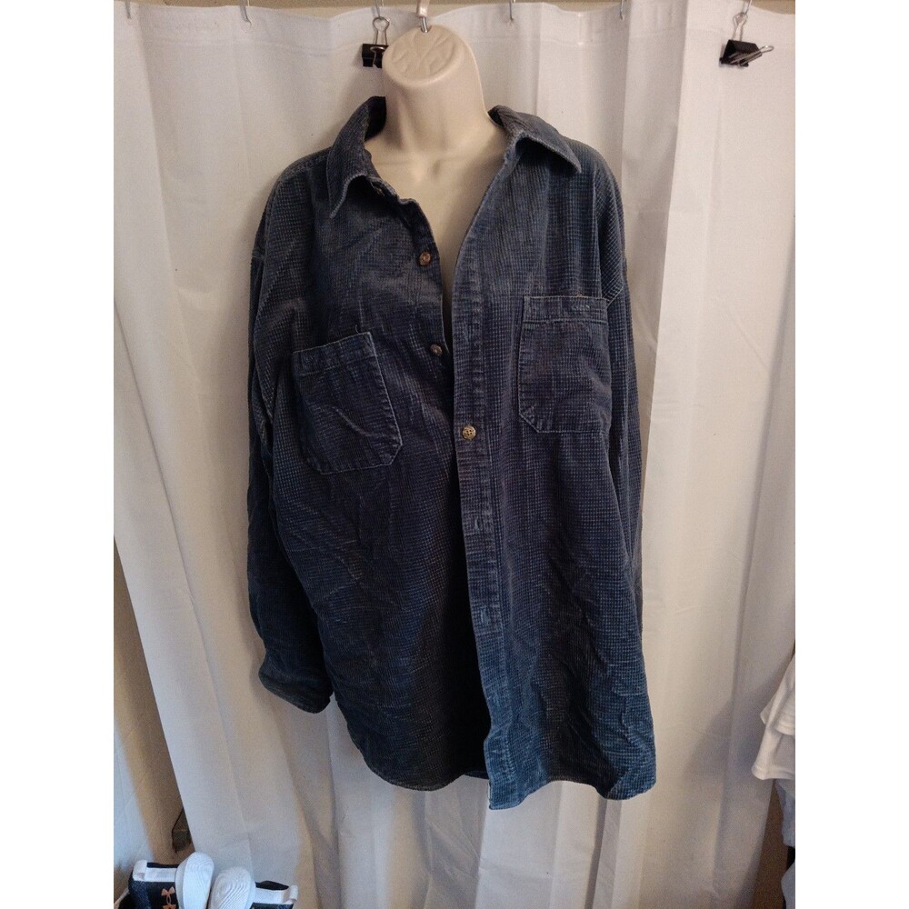 The Territory Ahead Blue/Green Corduroy Bottom Up Shirt Sz XXL